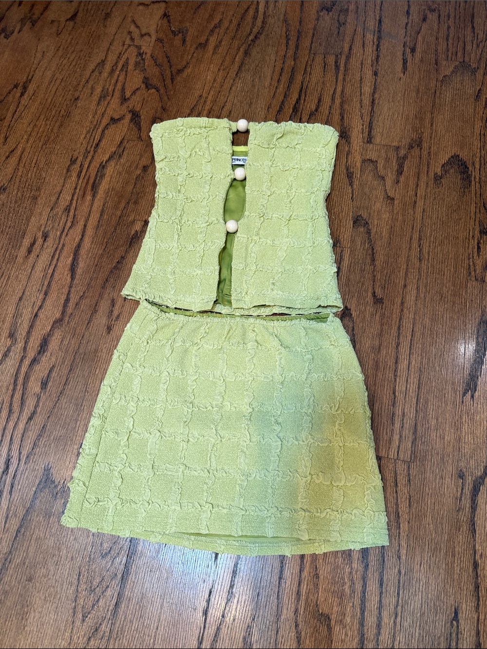 Princess Polly Lime Green Textured Tube Top & Mini Skirt Set
